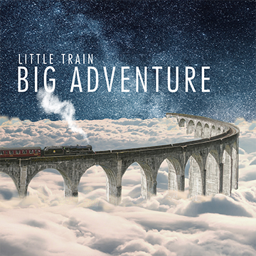 a steam train travels along a viaduct bridge nestled on top of a cloud